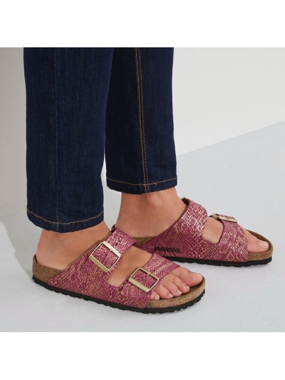BIRKENSTOCK Arizona Sandals Pink & Gold Python Euro 39